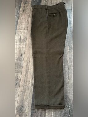 Vintage Polo Ralph Lauren Gray Pleated Flannel Wool Trouser Size 42x31